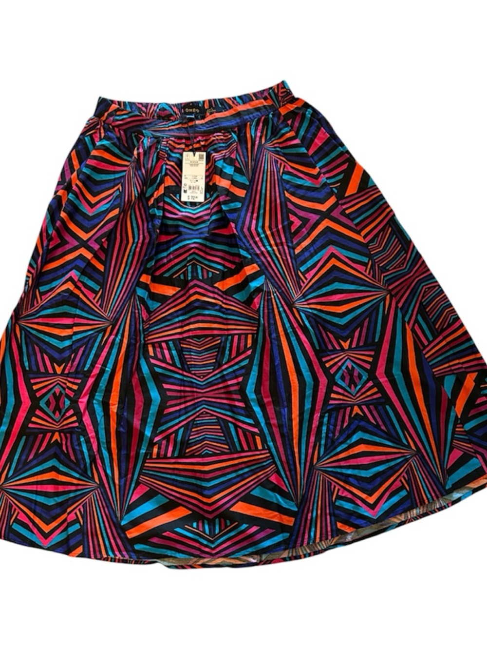 Piombo Bold Geometric Midi Skirt - Black, Pink, Blue, Orange, Purple